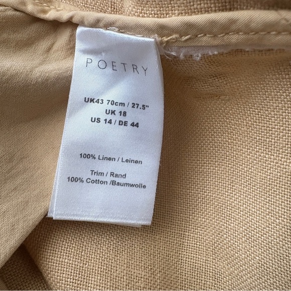 Poetry Mustard Yellow 100% Linen Pants Tapered Leg Size 14 - Picture 8 of 8